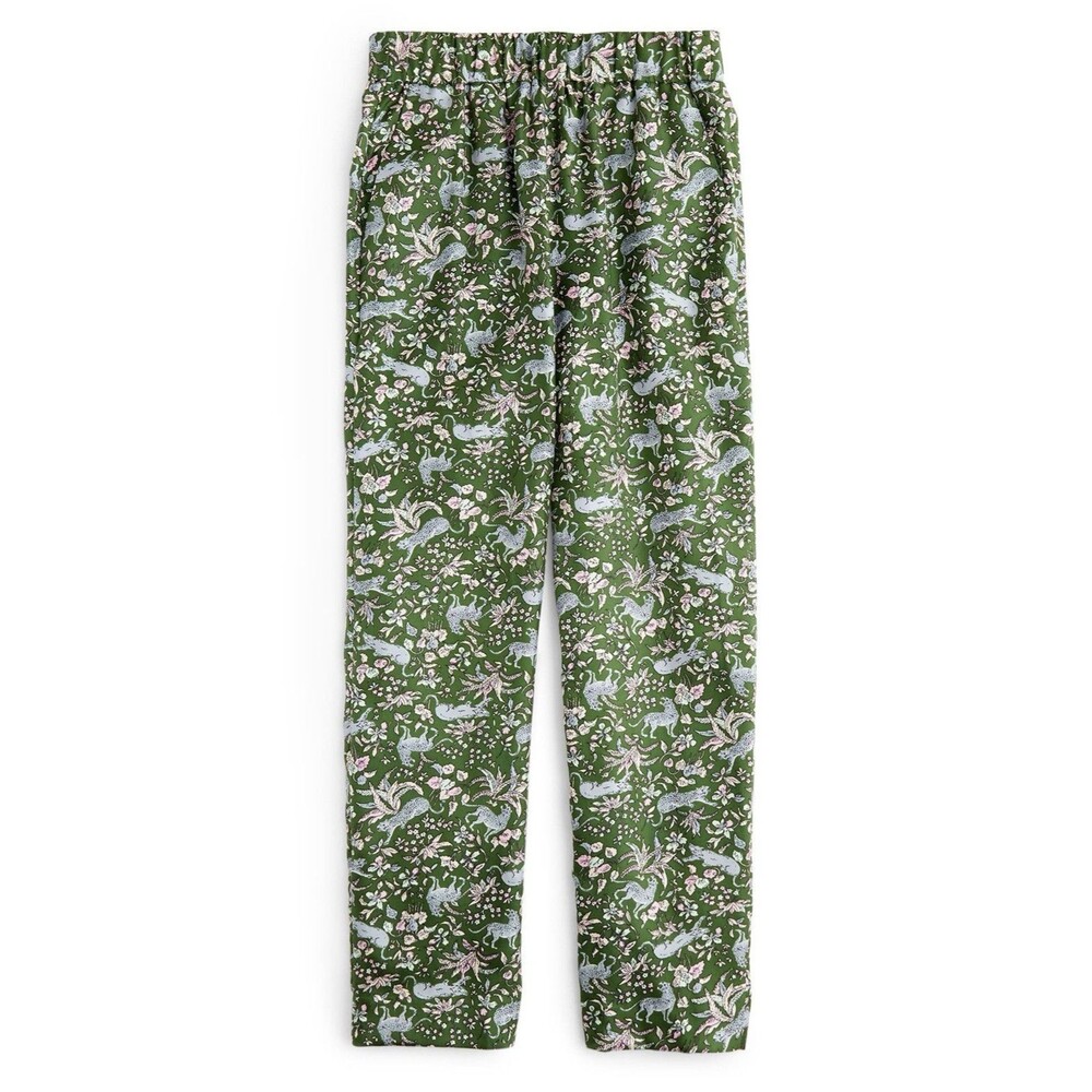 J Crew Collection 100% Silk Twill Animal Print Pant in Jungle Cat Print Size 4